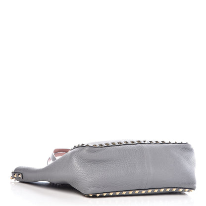 Valentino Garavani Grained Calfskin Small Rockstud Reversible Tote Grey Dark Rose 9 of 20