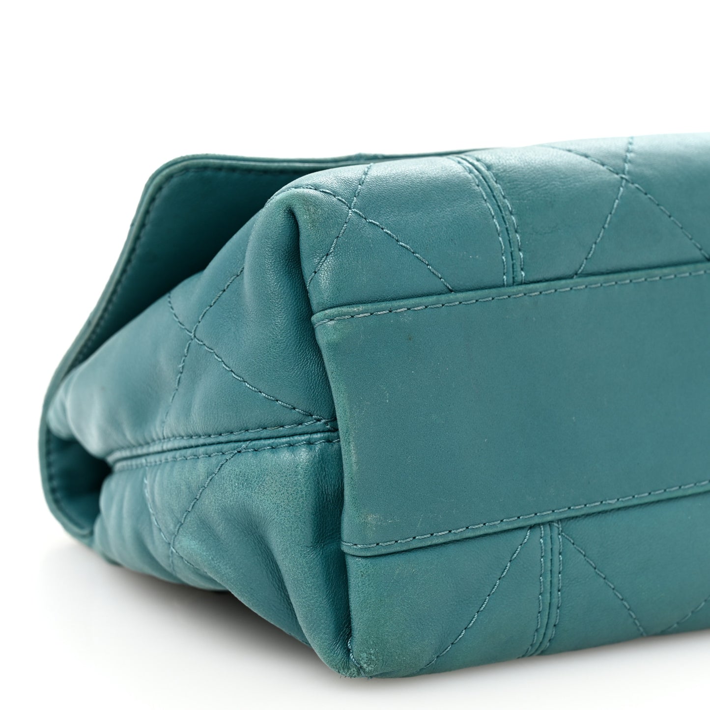 Lambskin Quilted Large Soft Touch Flap Green