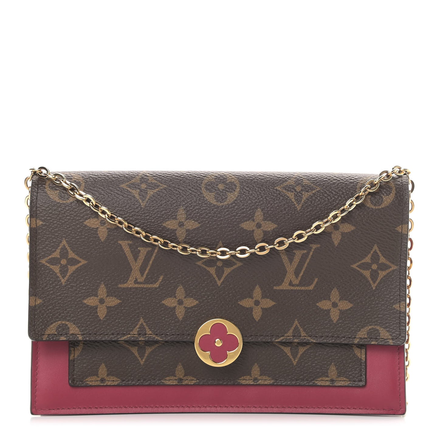 Monogram Flore Chain Wallet Fuchsia