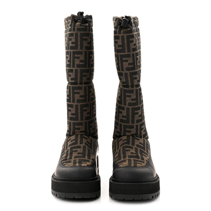 Fendi Nylon Jacquard Vitello FF Ski Boots 39 Tobacco Black 2 of 7