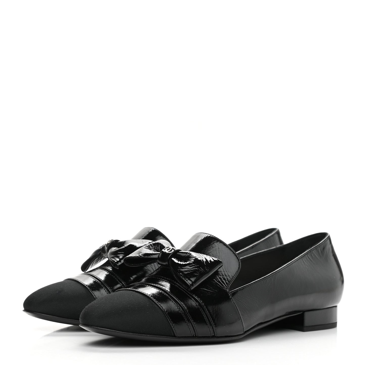 Patent Grosgrain Mocassin Loafers 39 Black