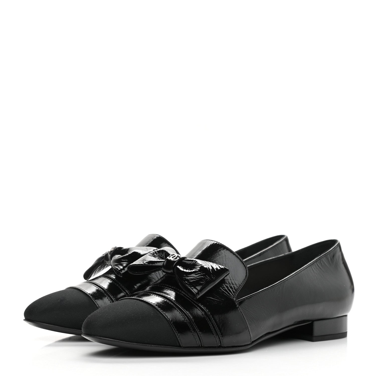 Chanel Patent Grosgrain Mocassin Loafers 39 Black 3 of 11
