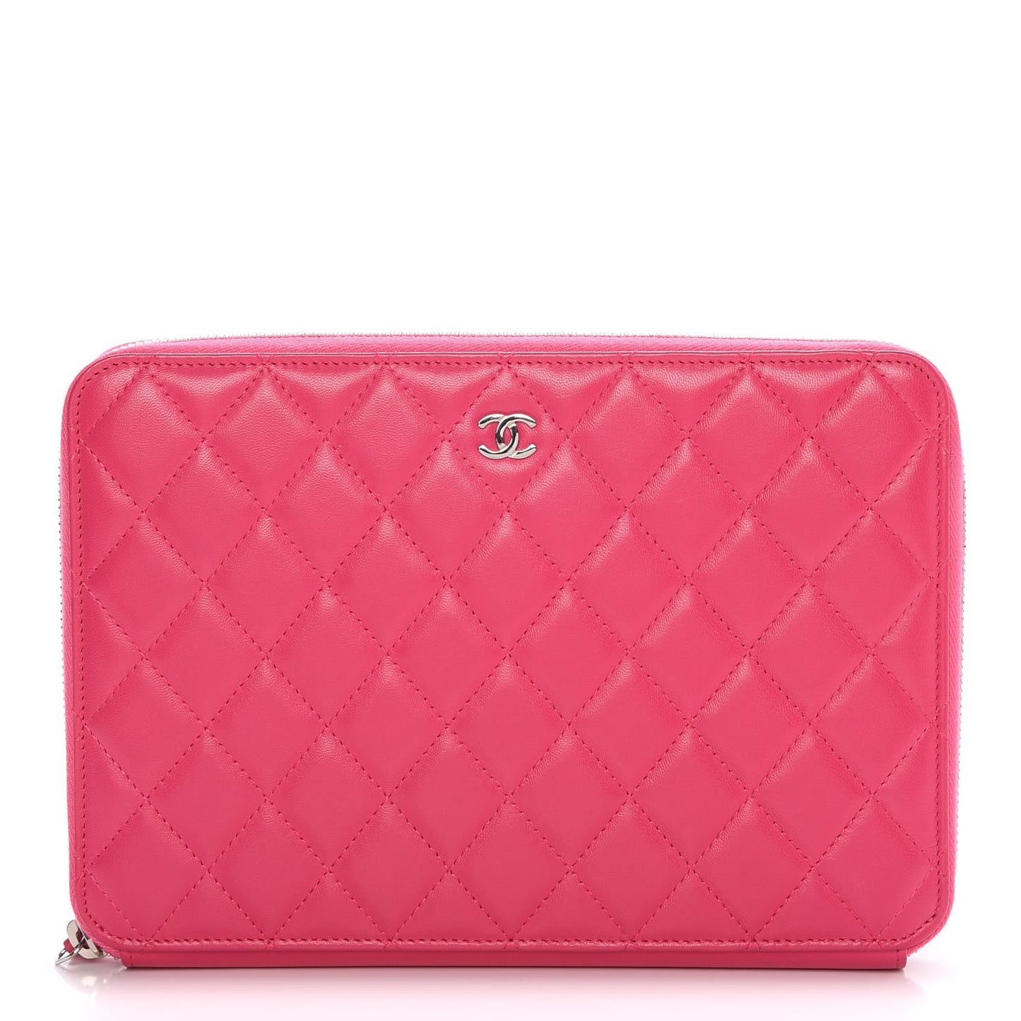 Lambskin Quilted Travel Case Pink