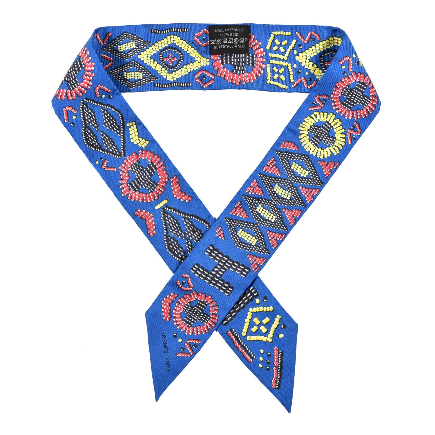 Silk Kelly En Perles Twilly Bleu Royal Jaune Framboise