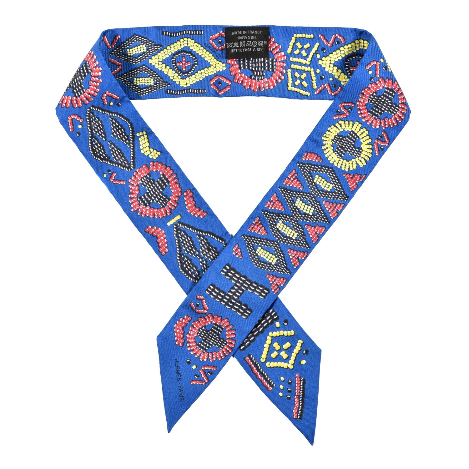 Hermes Silk Kelly En Perles Twilly Bleu Royal Jaune Framboise 1 of 3