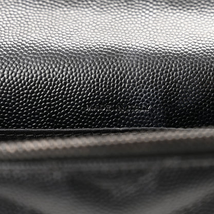 Saint Laurent Grain De Poudre Matelasse Chevron Monogram Monochrome Envelope Chain Wallet Black 6 of 9