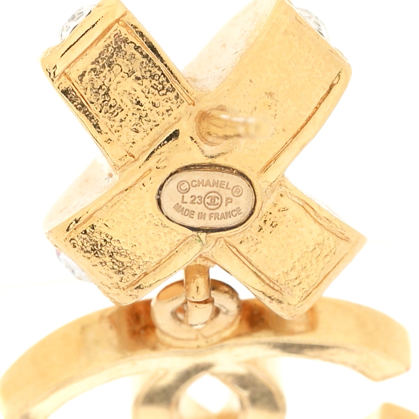 Crystal CC X Drop Earrings Gold