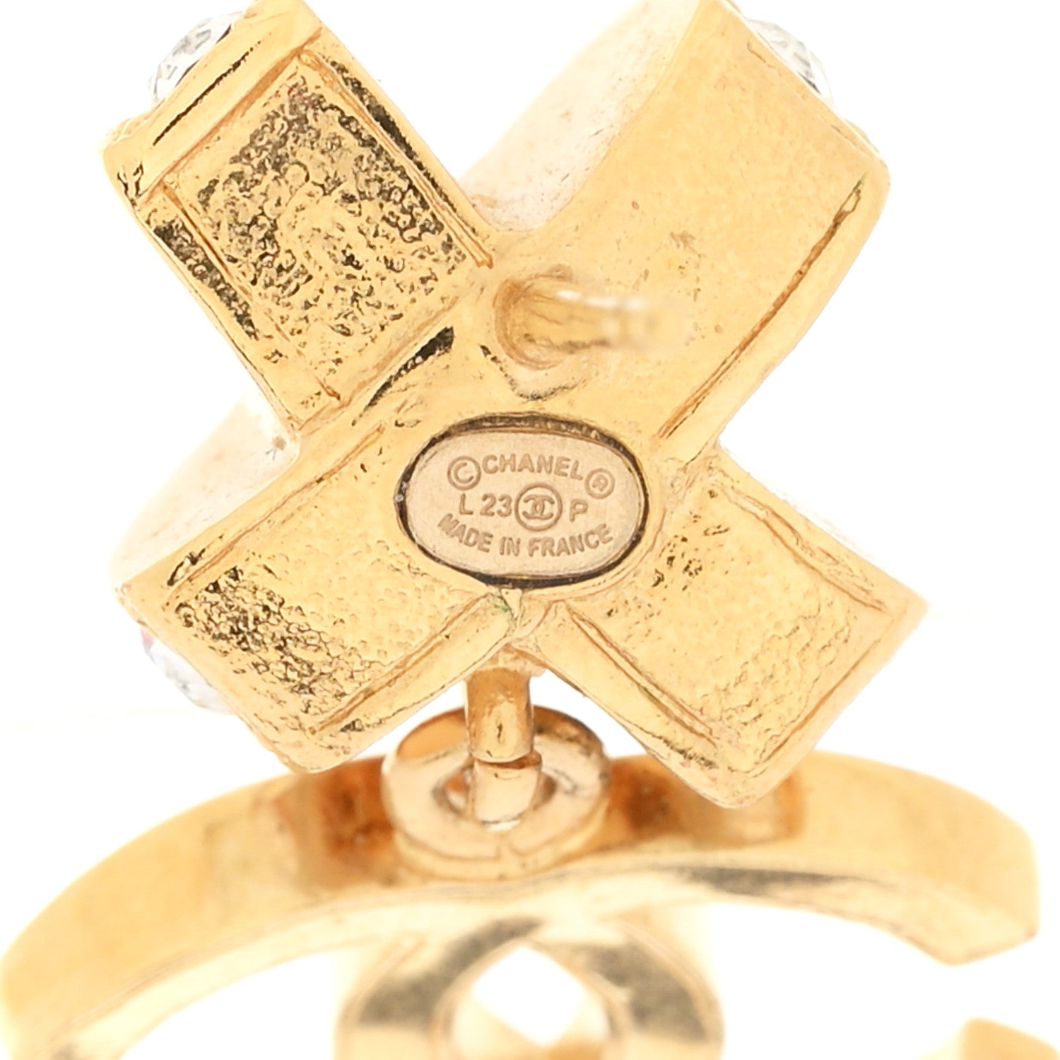 Chanel Crystal CC X Drop Earrings Gold 4 of 4