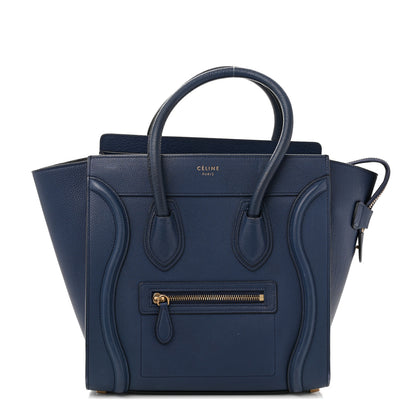 Celine Drummed Calfskin Micro Luggage Marine 1 of 14