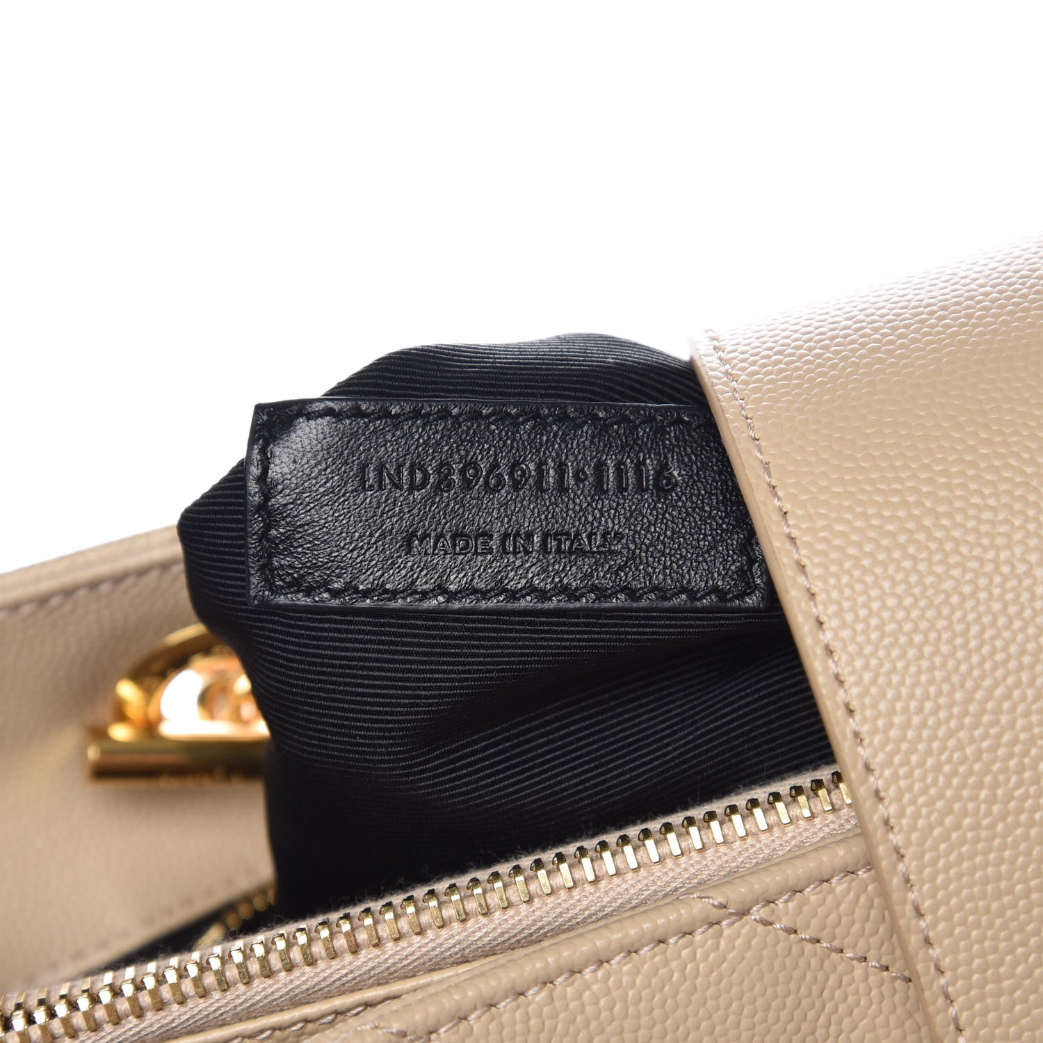 Saint Laurent Grain De Poudre Matelasse Chevron Monogram Shopping Bag Dark Beige 7 of 9