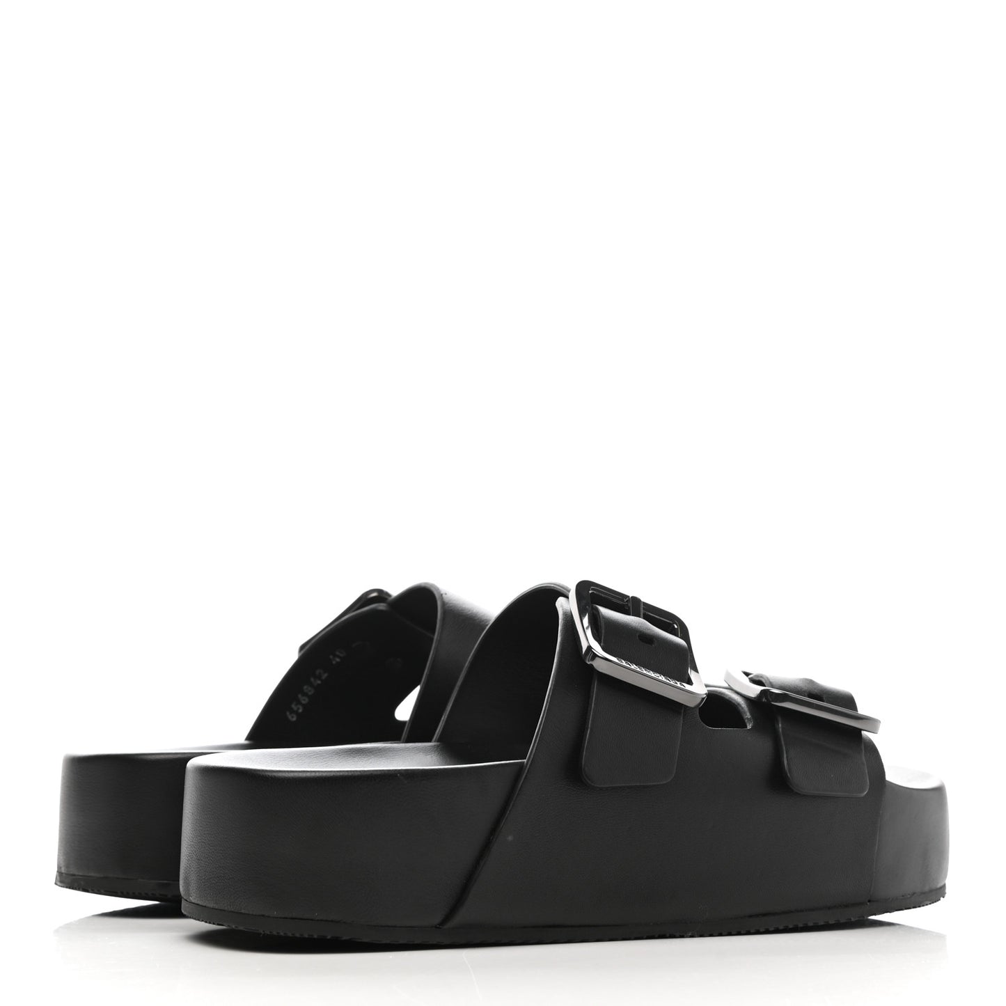 Smooth Nappa Mallorca Platform 50mm Slide Sandals 40 Black