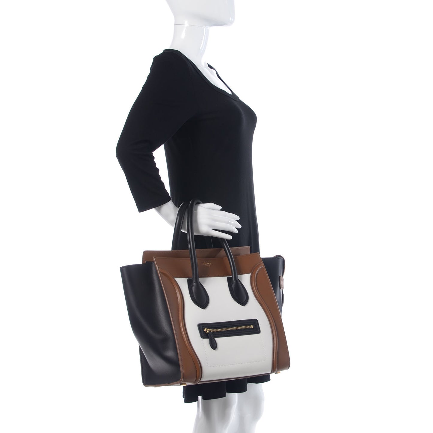 Smooth Calfskin Mini Tri-Color Luggage Brown