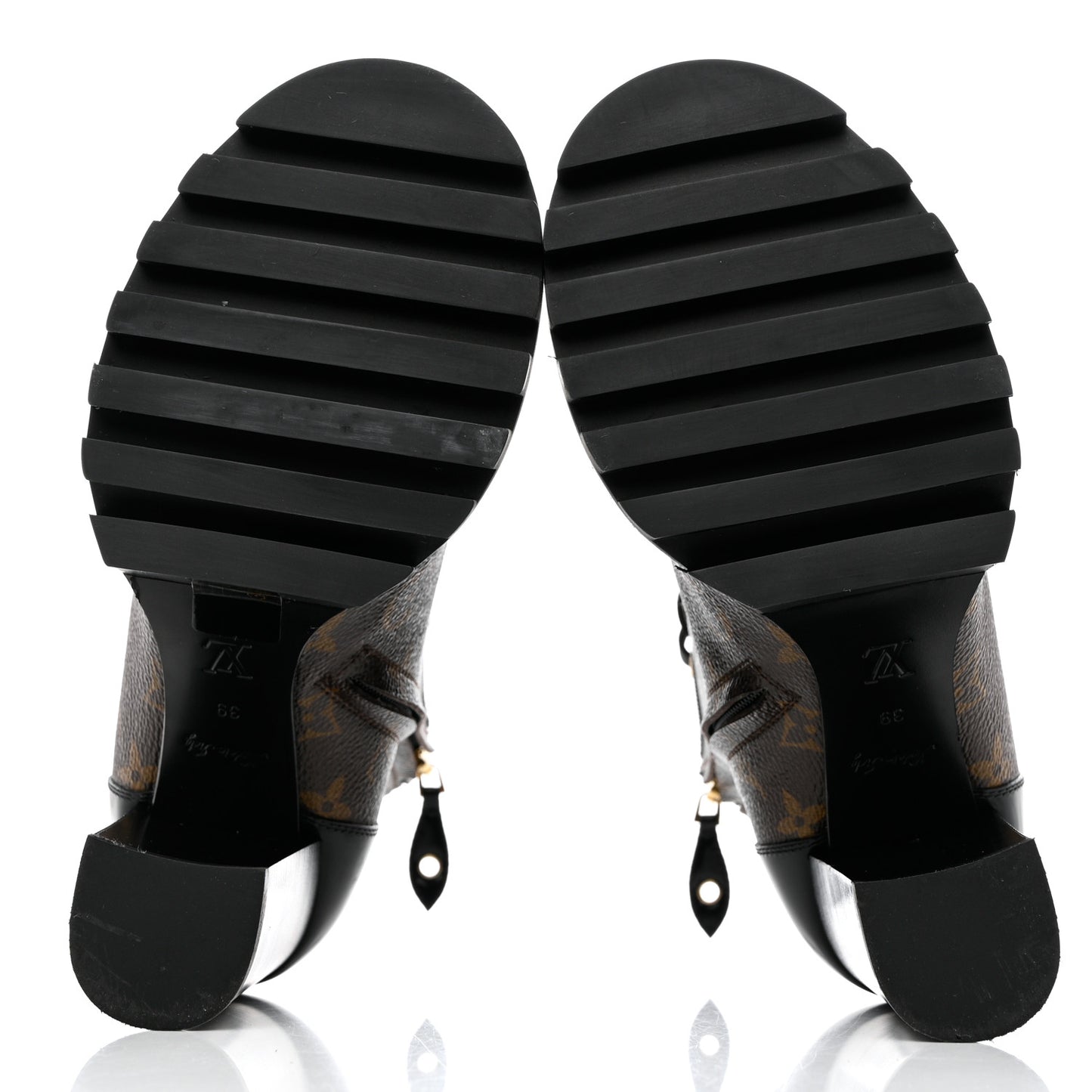 Patent Calfskin Monogram Star Trail Ankle Boots 39 Black