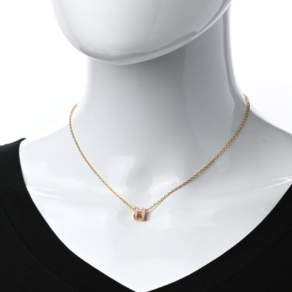 Hermes Lacquered Gold Mini Pop H Pendant Necklace Rose Dragee 2 of 7