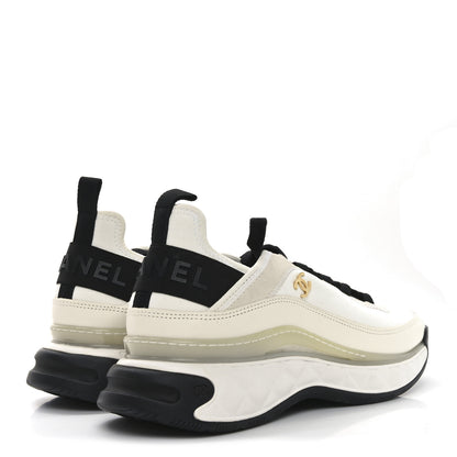 Chanel Velvet Calfskin Mixed Fibers CC Sneakers 41 Ivory Black 5 of 9
