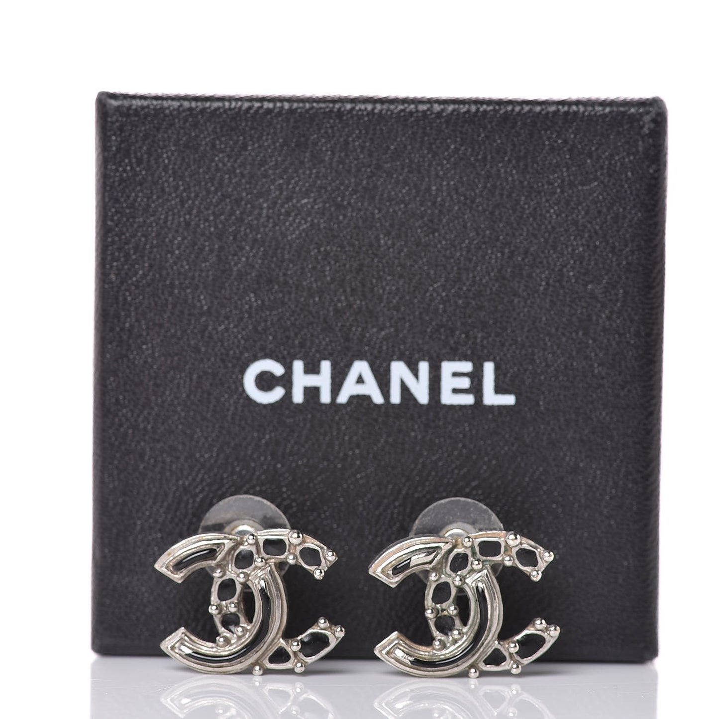 Enamel CC Earrings Black