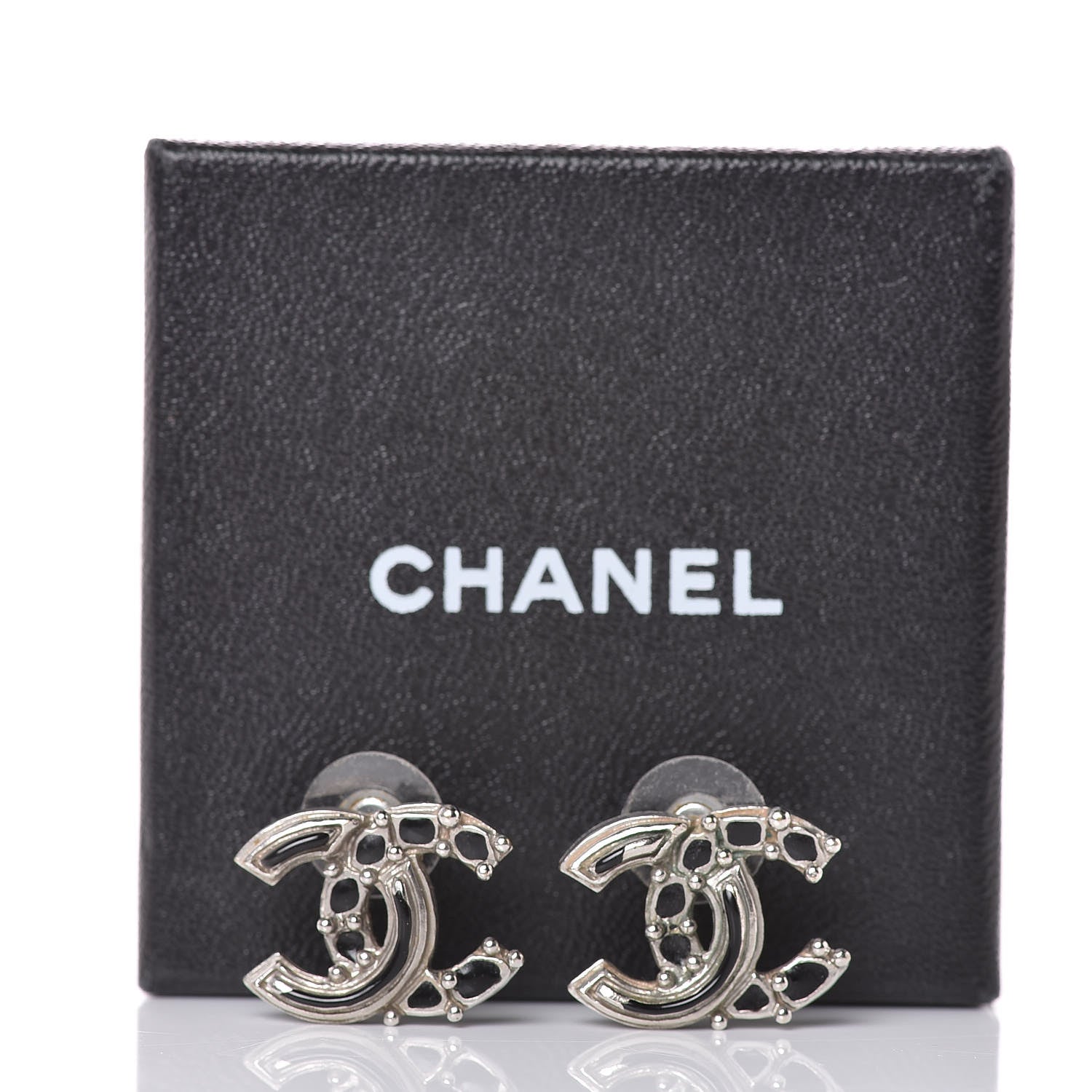 Chanel Enamel CC Earrings Black 7 of 7