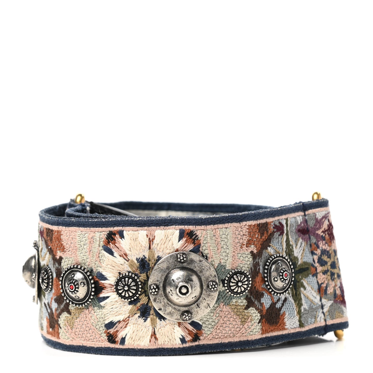 Canvas Embroidered Studded KaleiDiorscopic Shoulder Strap Multicolor