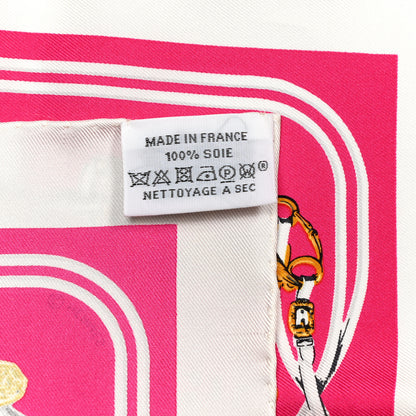 Hermes Silk Brides de Gala Nano Scarf 20 White Rose Fuchsia Or 6 of 6