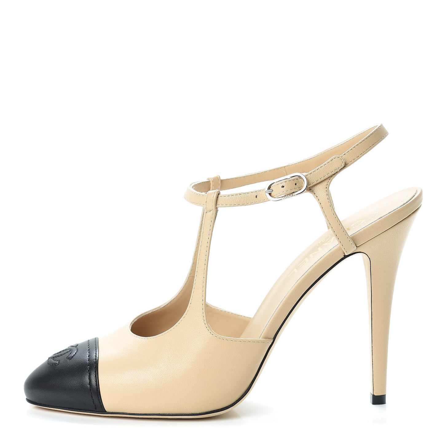 Lambskin Cap Toe CC Slingback Pumps 41.5 Beige Black