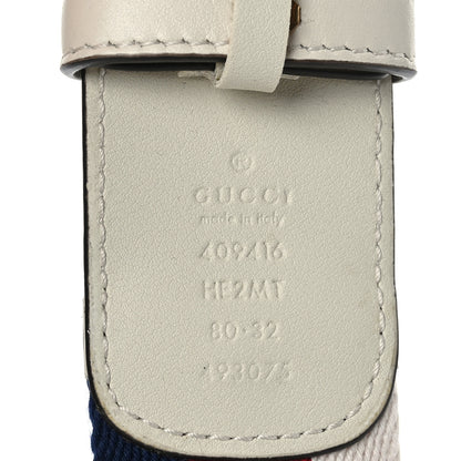 Gucci Nylon Calfskin Sylvie Web Double G 40mm Belt 80 32 Mystic White Hibiscus Red Maritime 3 of 5