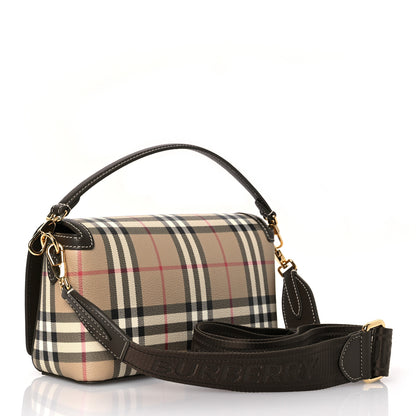 Burberry Coated Canvas Calfskin Vintage Check Small Note Crossbody Bag Military 3 of 11