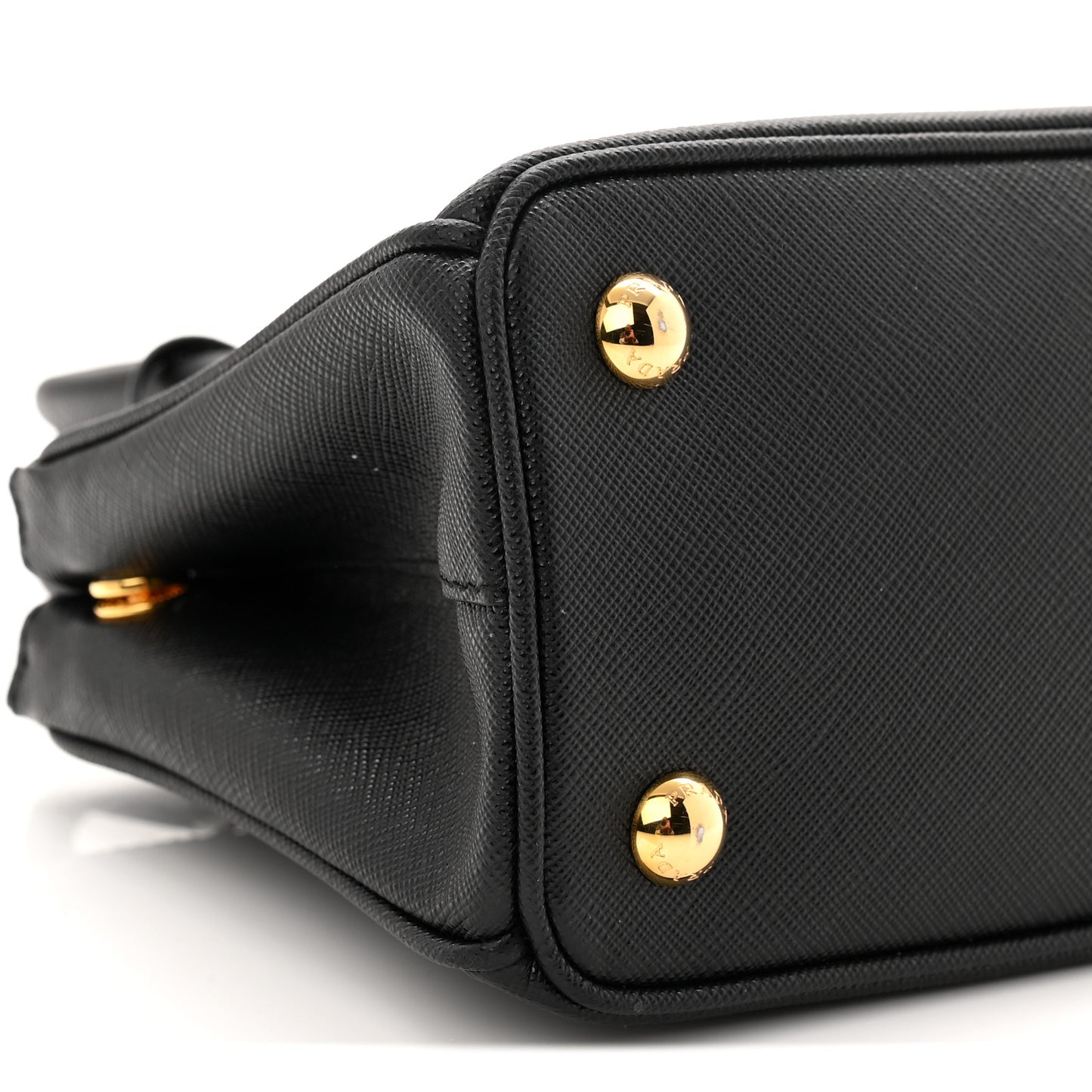Saffiano Lux Mini Galleria Double Zip Tote Black