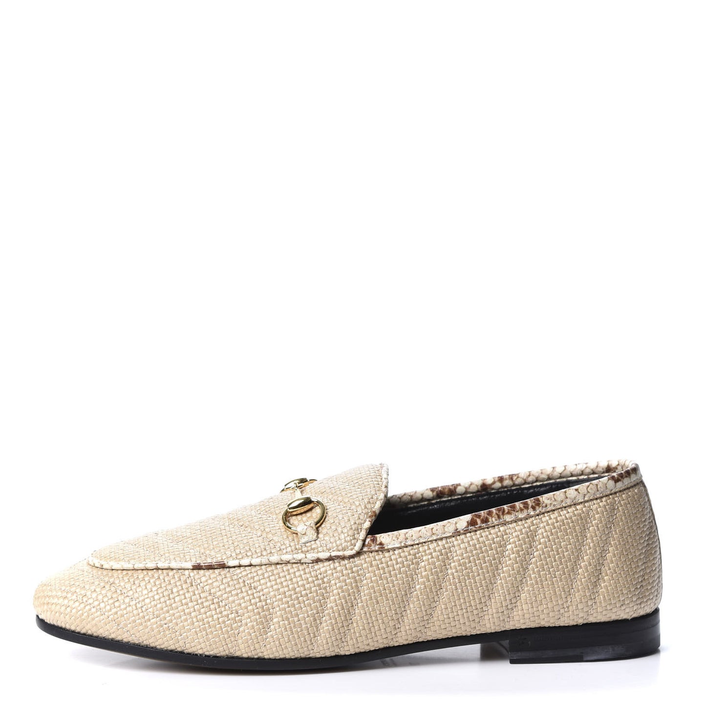 Raffia Elaphe Matelasse Horsebit Womens Jordaan Loafers 39 Natural Cream Brown