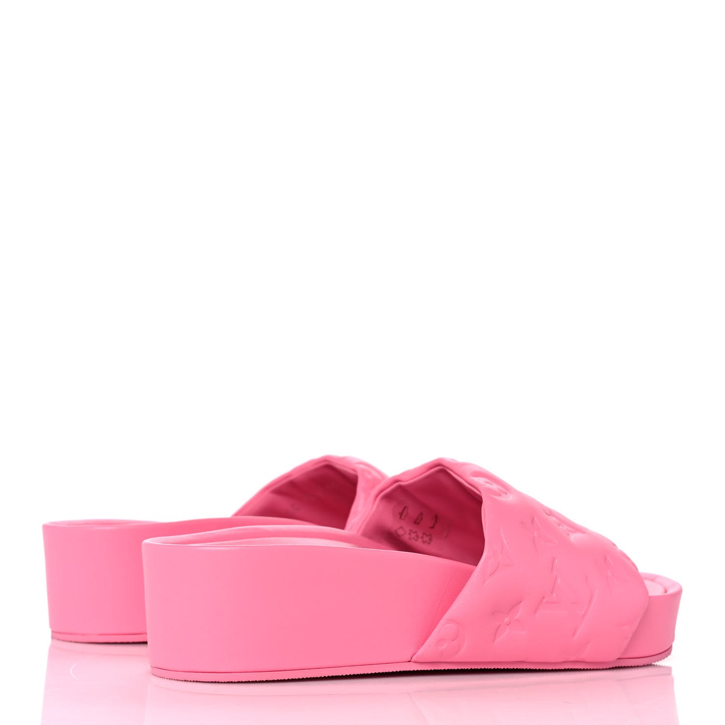 Lambskin Embossed Monogram Jumbo Flatform Mule Sandals 38.5 Rose Pop