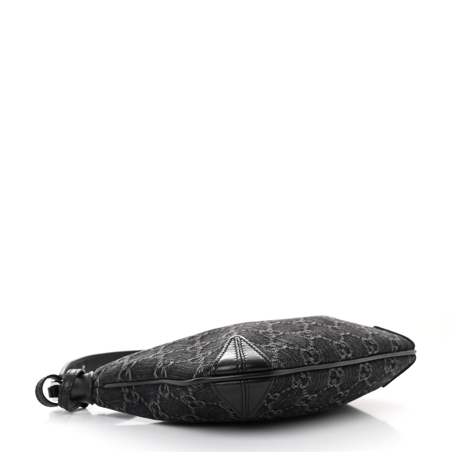 Gucci Jacquard Black Denim GG Monogram Horsebit Slim Small Shoulder Bag Black Grey 4 of 10