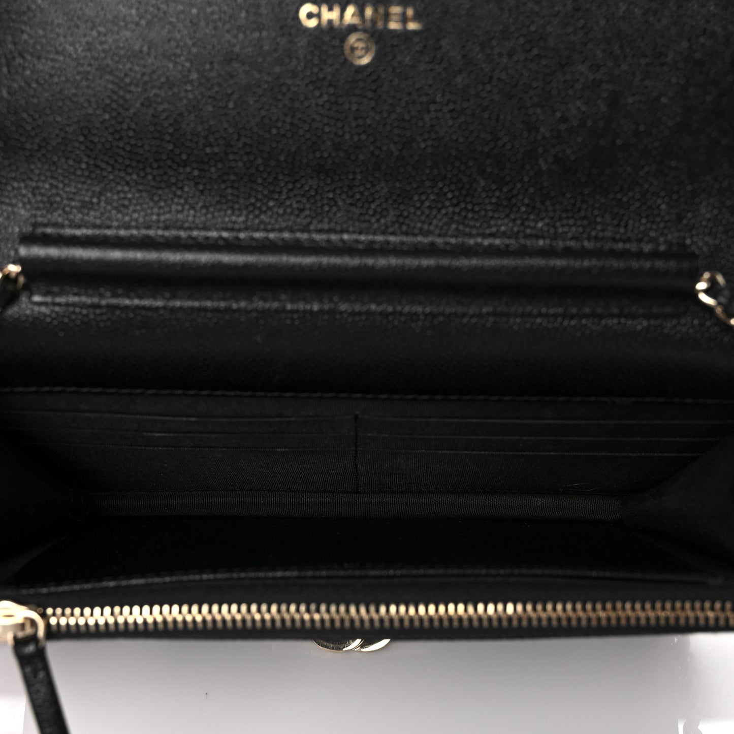 Caviar Quilted Golden Class Wallet On Chain WOC Black