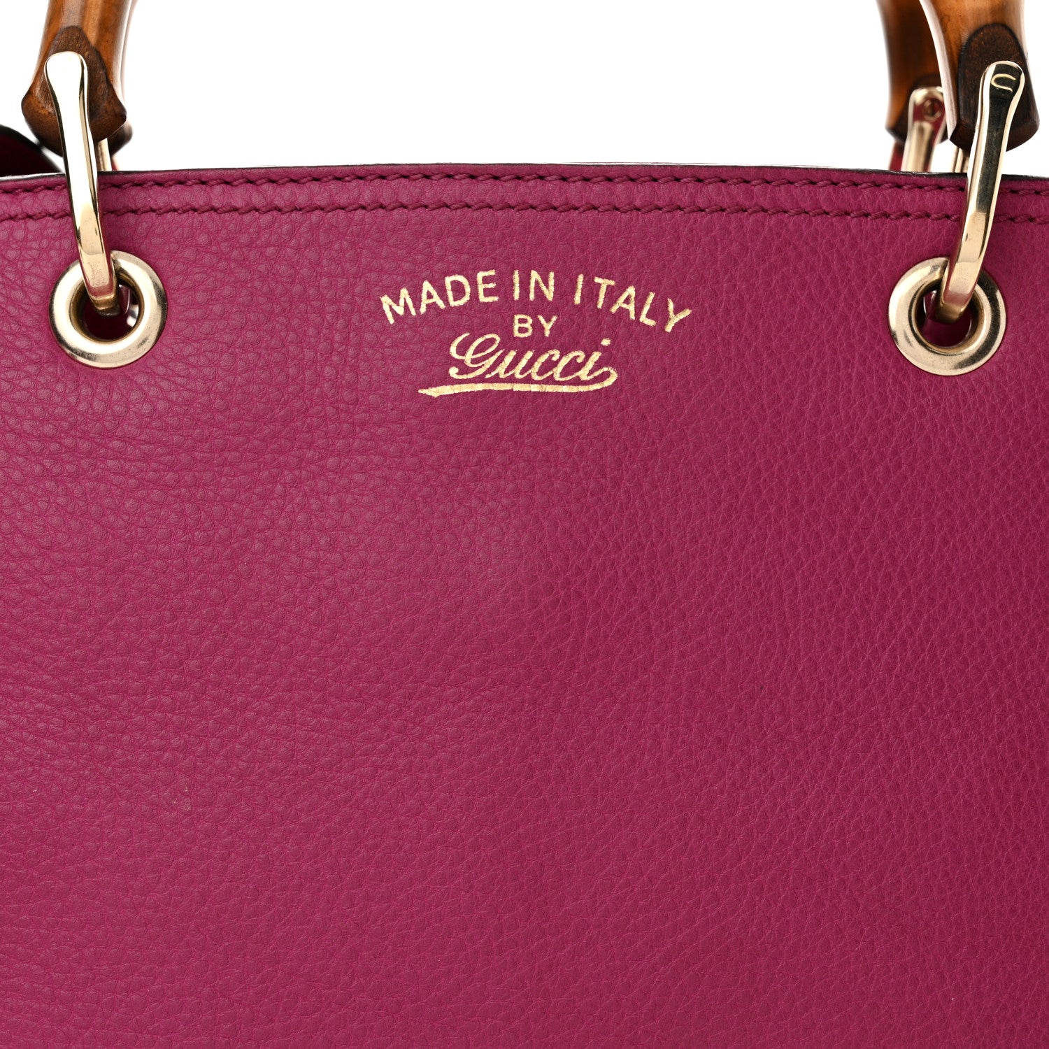Gucci Calfskin Small Bamboo Shopper Tote Bright Bougainvillea 9 of 16