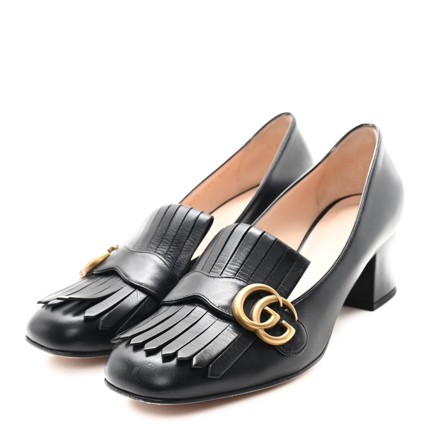 Malaga Kid GG Marmont Fringe 50mm Loafer Pumps 40.5 Black