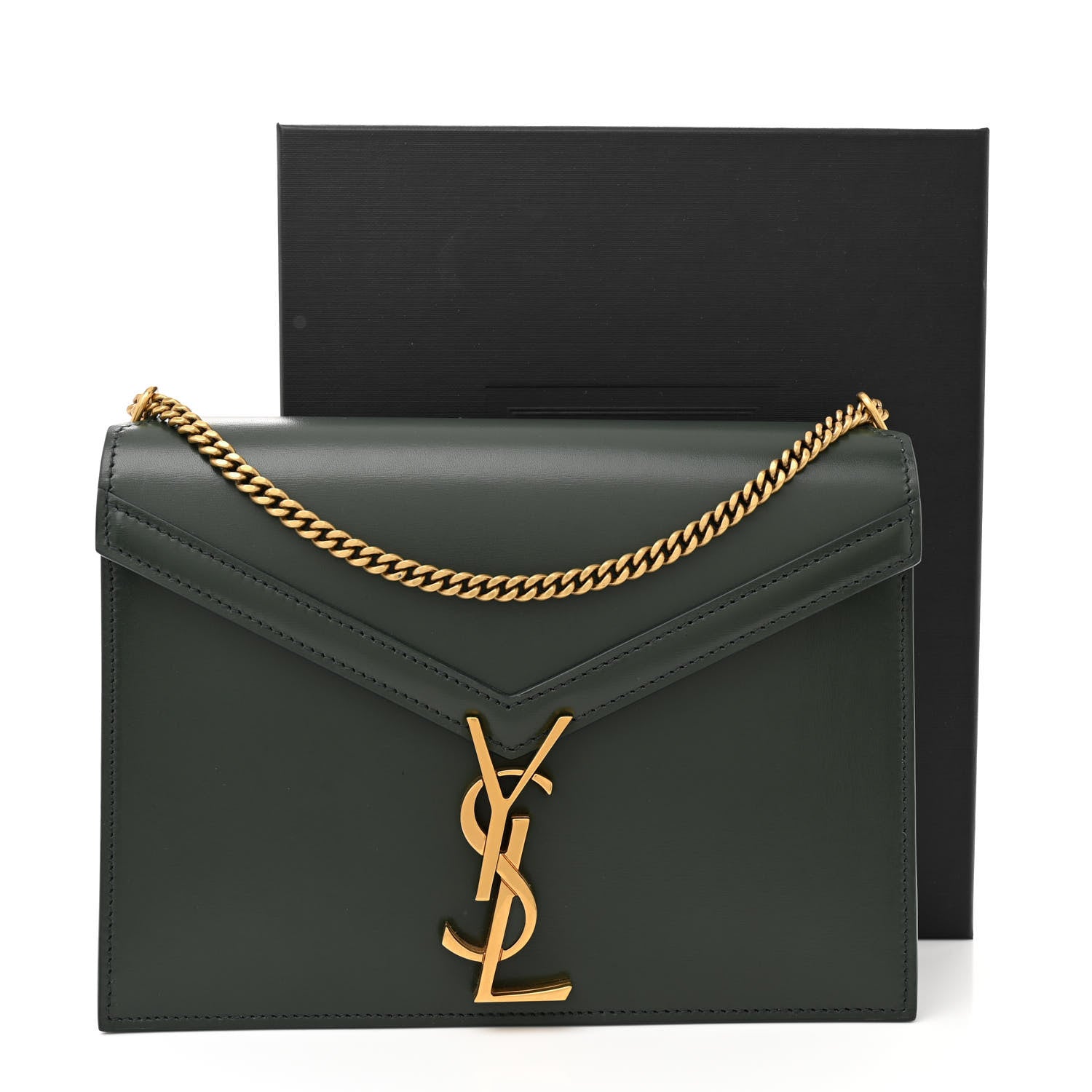 Saint Laurent Smooth Calfskin Monogram Cassandra Clasp Bag Dark Green 13 of 13