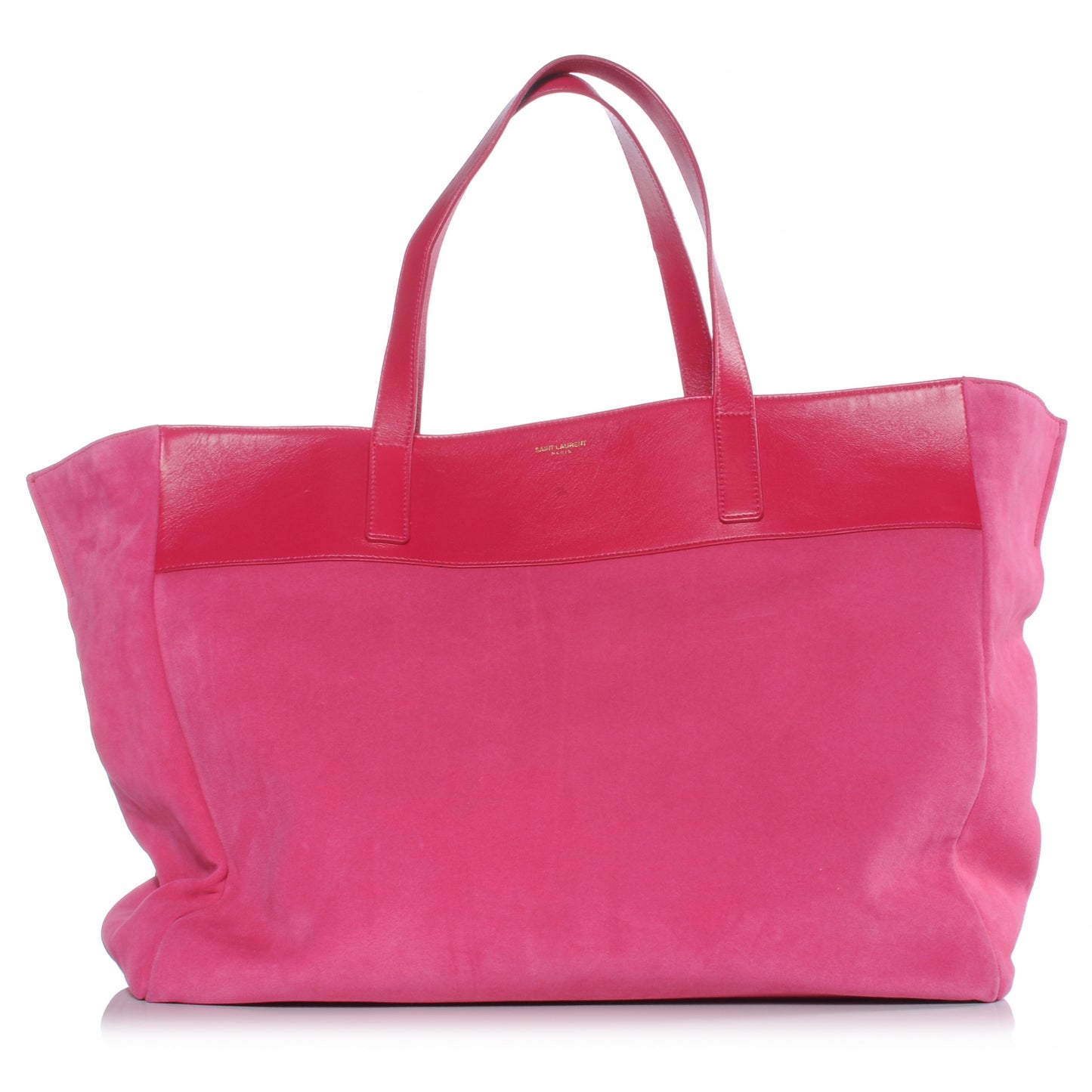 Suede Leather Reversible Shopper Tote Fuchsia