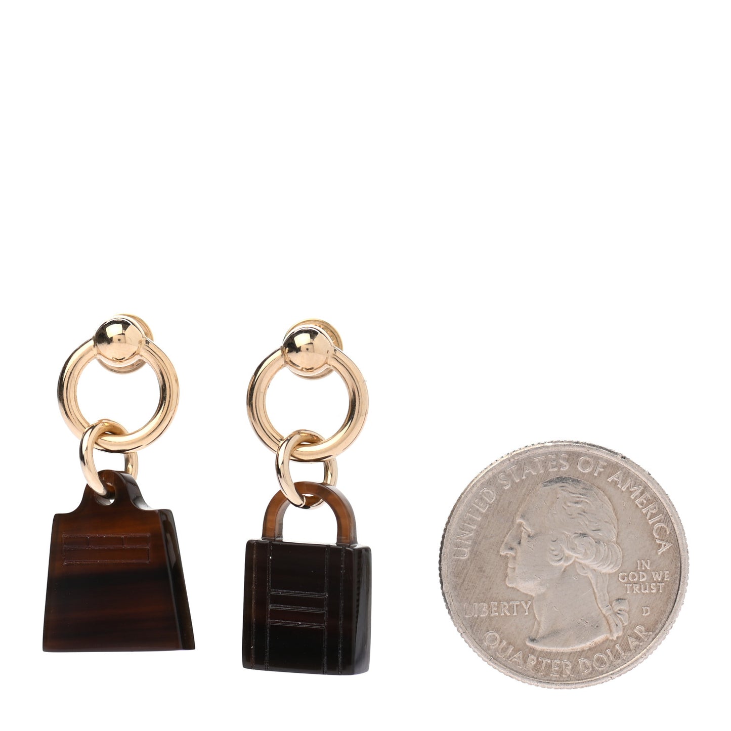 Permabrass Buffalo Horn Wood Amulette Kelly Bag Earrings