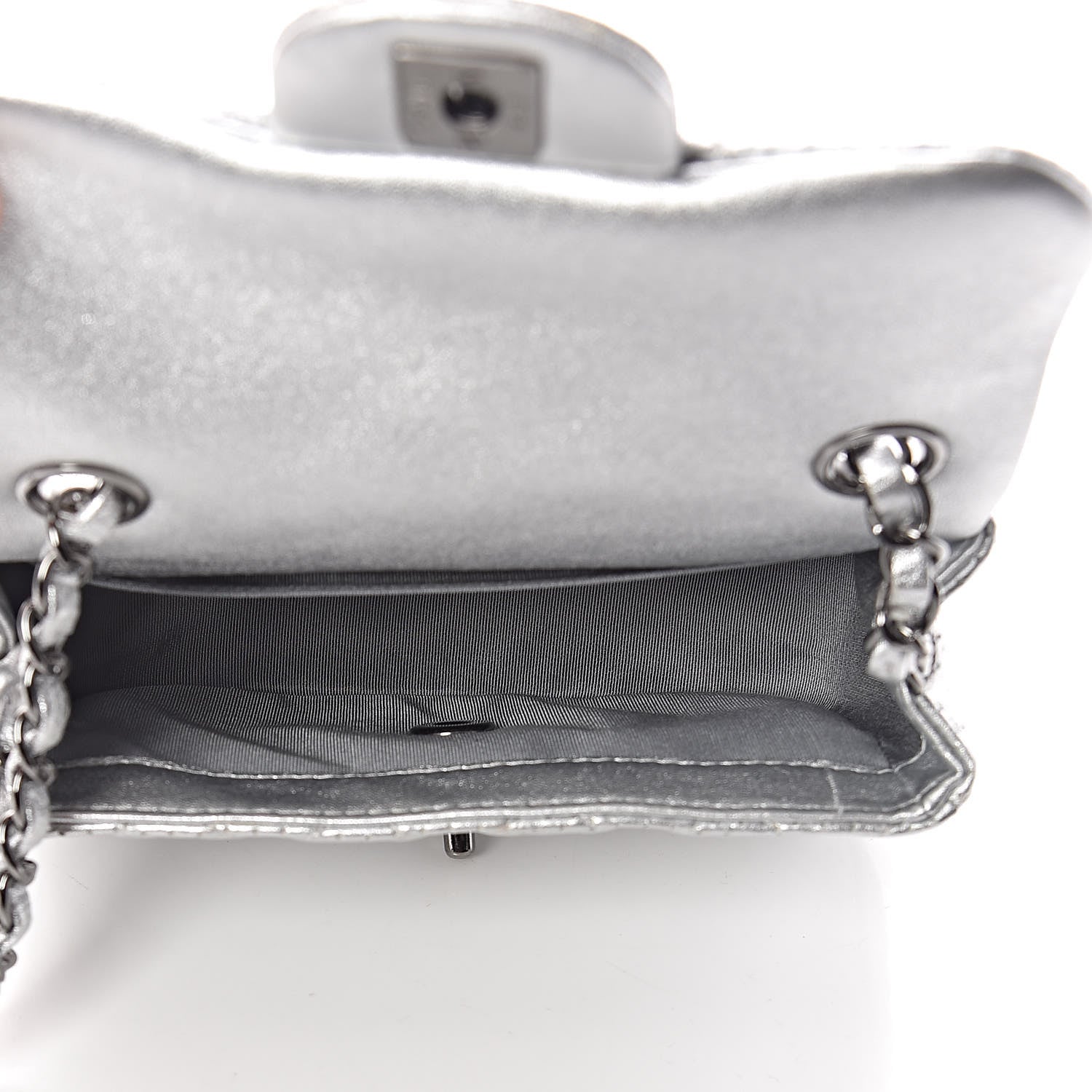 Chanel Metallic Lambskin Perforated Mini Rectangular Flap Silver 5 of 10