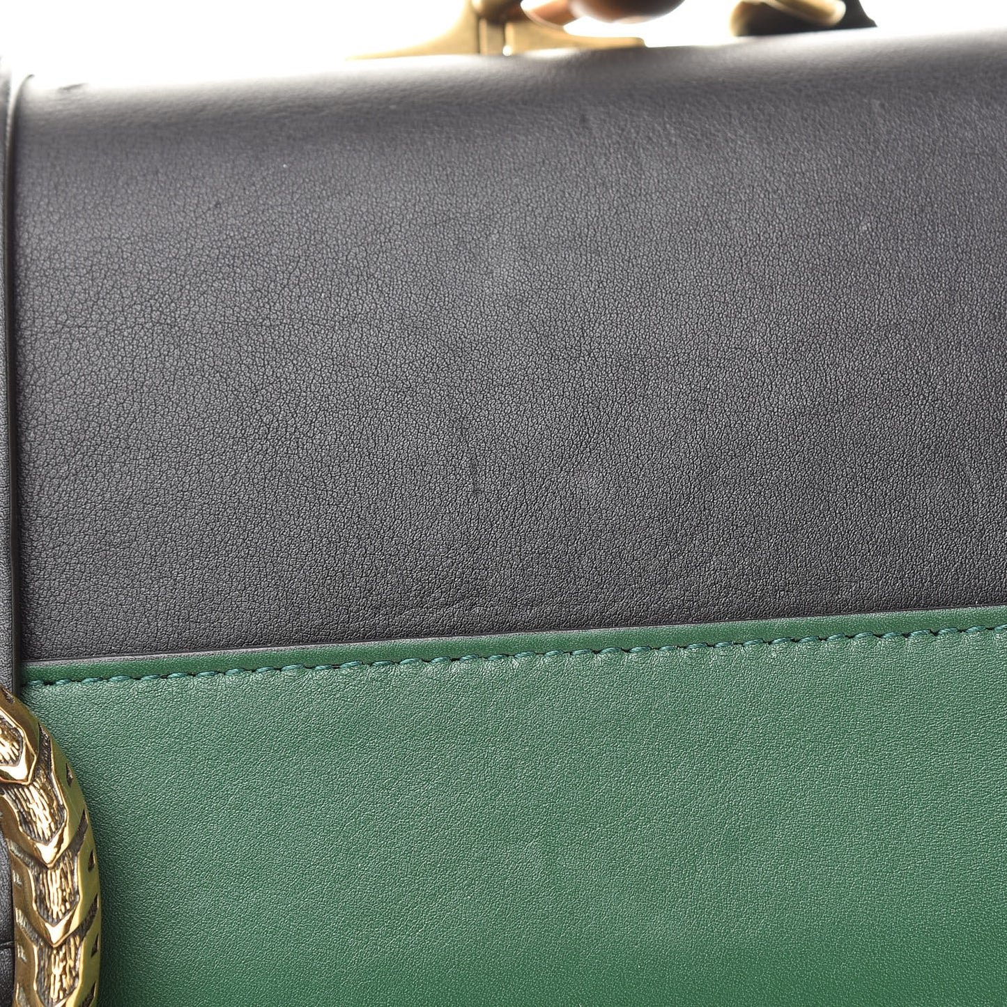 Calfskin Bamboo Web Large Dionysus Top Handle Bag Black Bright Evergreen Hibiscus Red