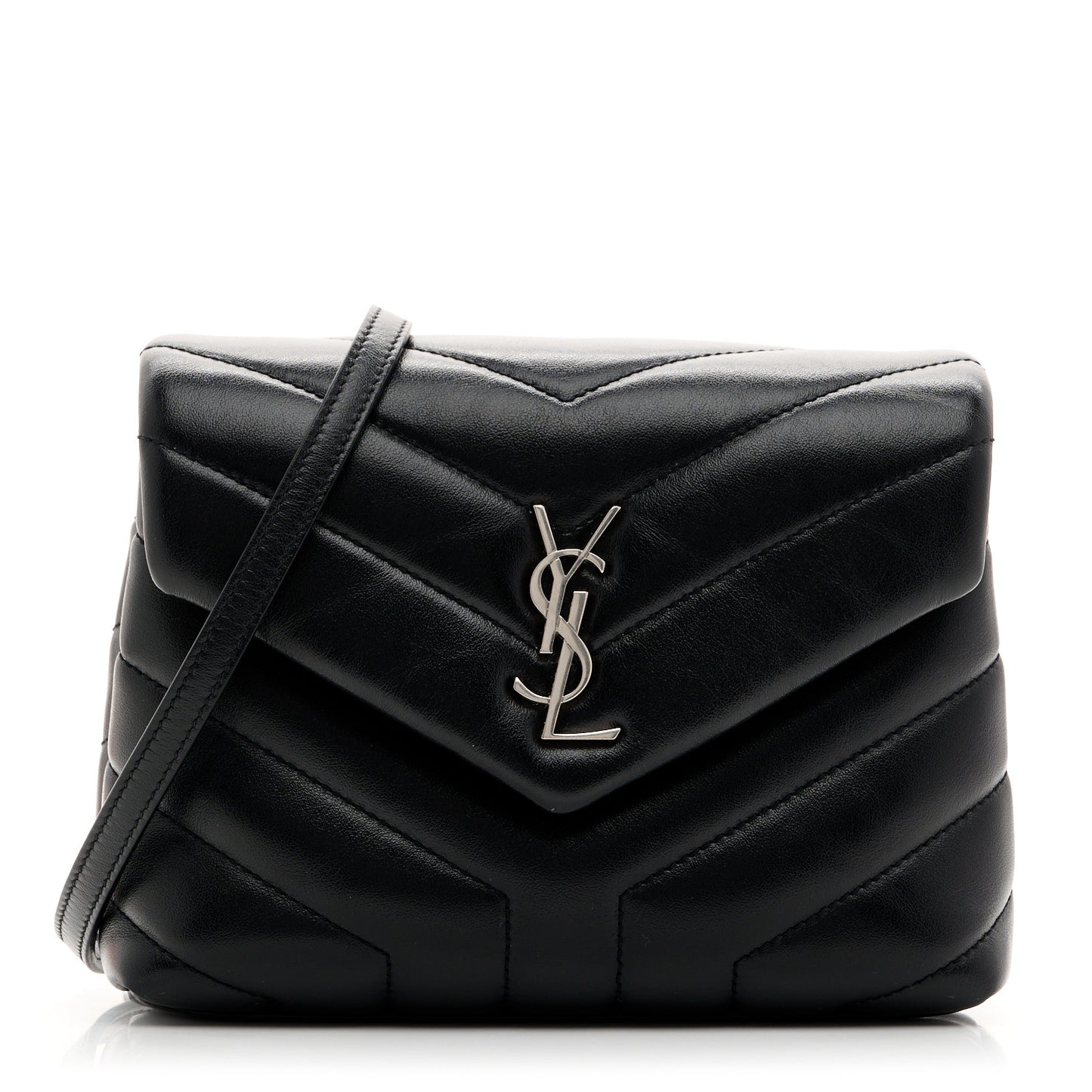 Calfskin Y Quilted Monogram Toy Loulou Crossbody Bag Black