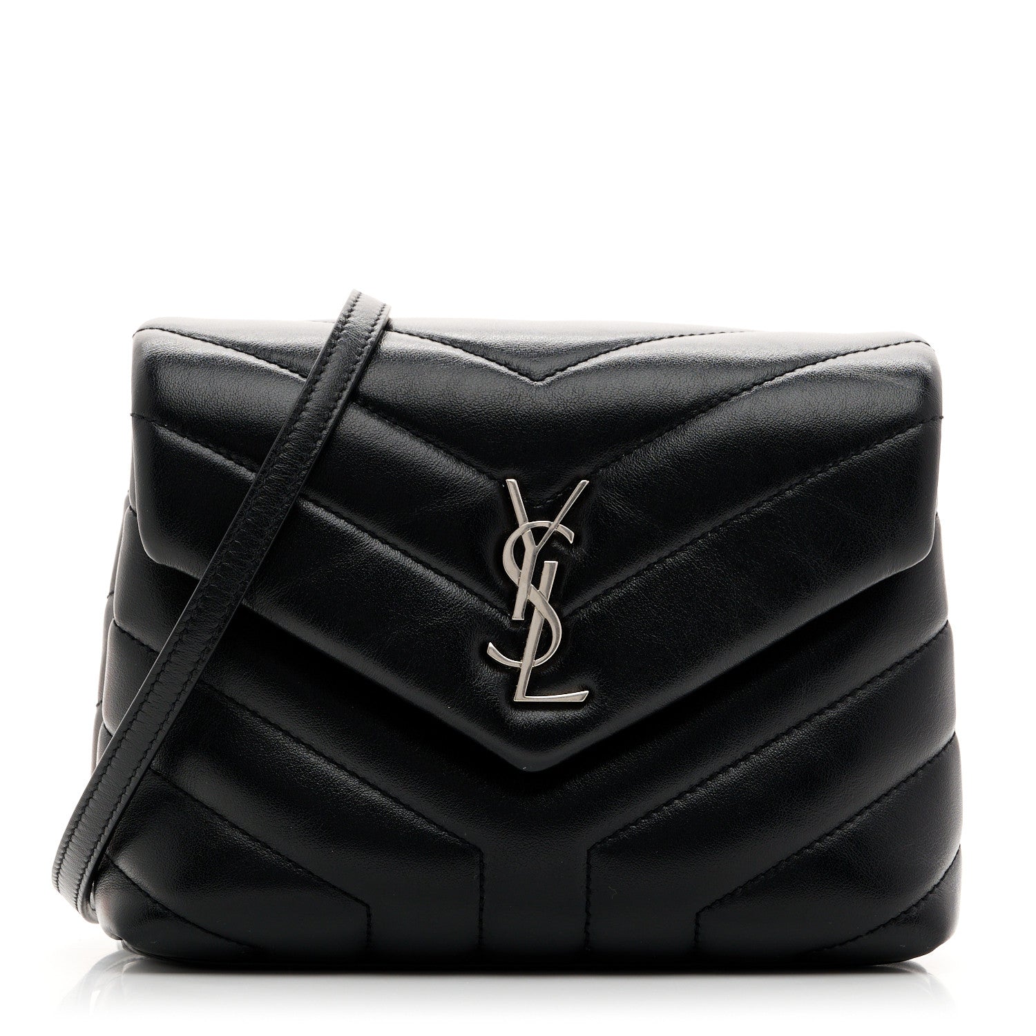 Saint Laurent Calfskin Y Quilted Monogram Toy Loulou Crossbody Bag Black 1 of 11