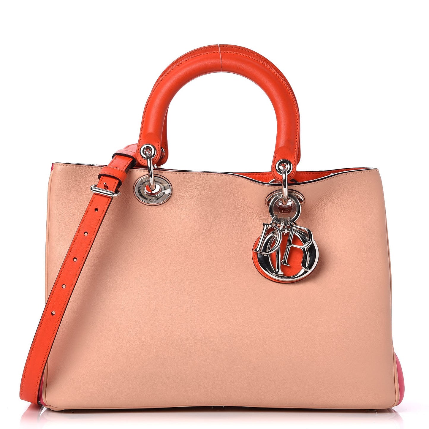 Smooth Calfskin Medium Tri-Color Diorissimo Tote Pink Fuchsia Orange