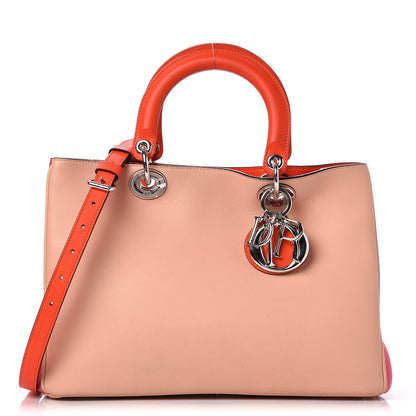 Christian Dior Smooth Calfskin Medium Tri-Color Diorissimo Tote Pink Fuchsia Orange 1 of 13
