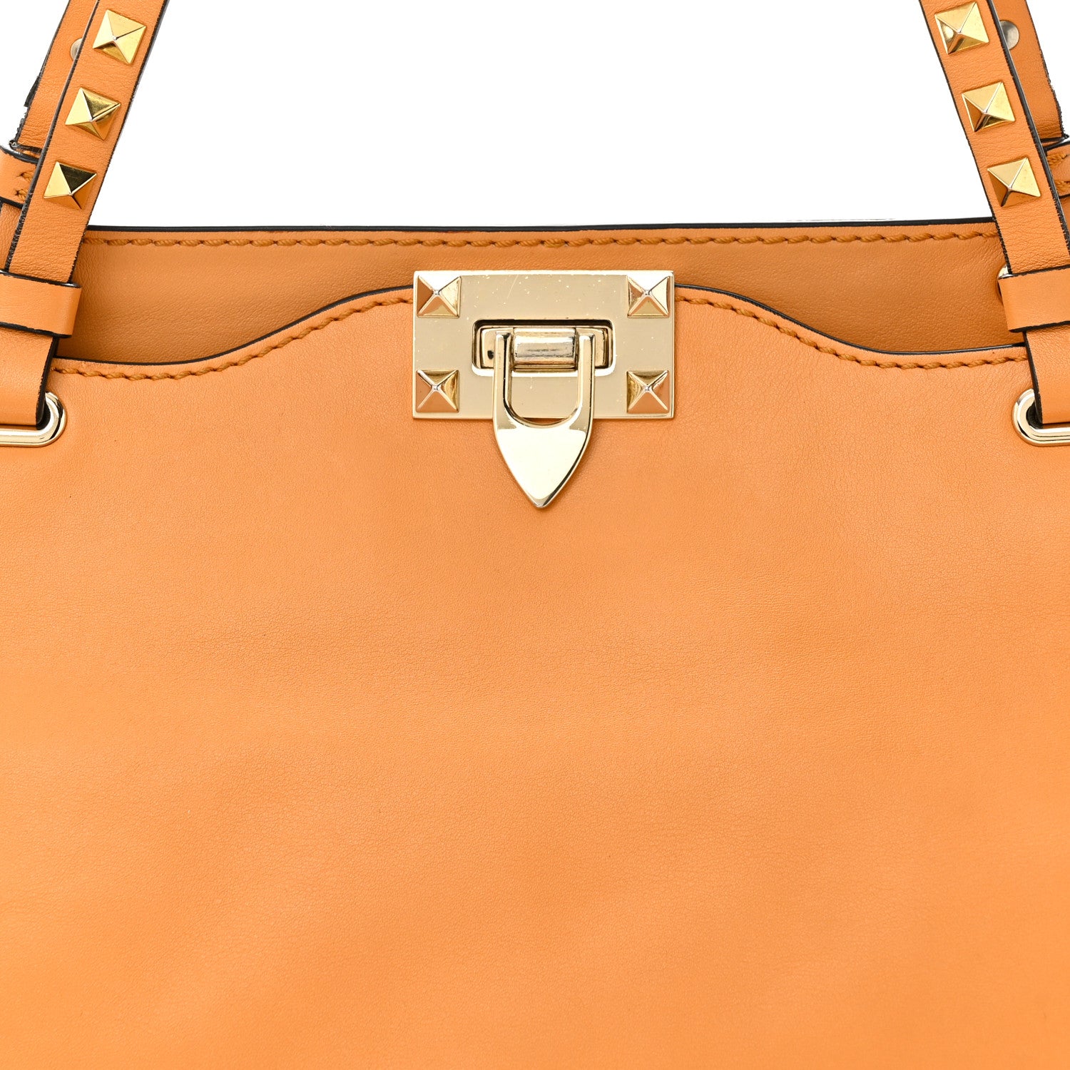 Valentino Garavani Vitello Medium Rockstud Tote Orange Fluo 7 of 13
