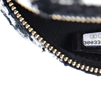 Chanel Tweed Quilted Round Clutch With Chain Black Ecru White 6 of 10