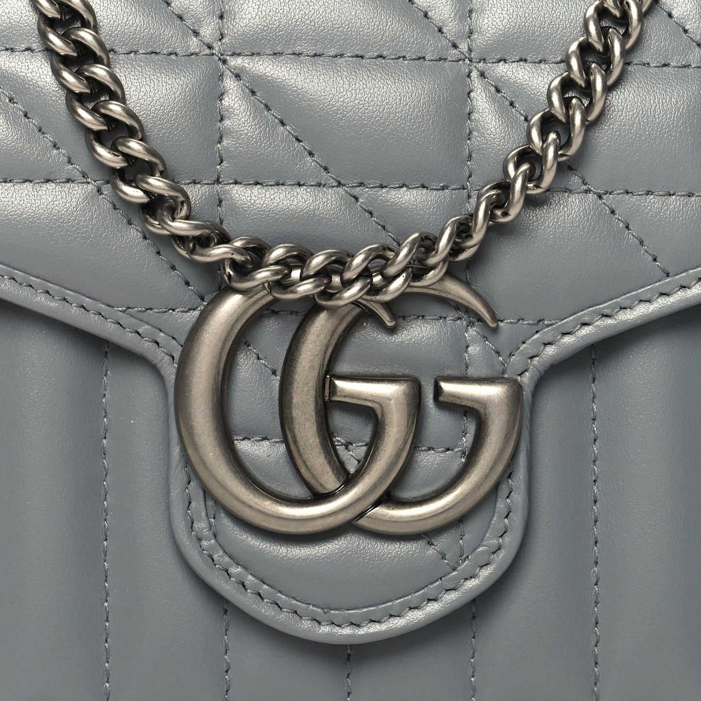 Calfskin Matelasse Aria GG Marmont Chain Wallet Deep Grey