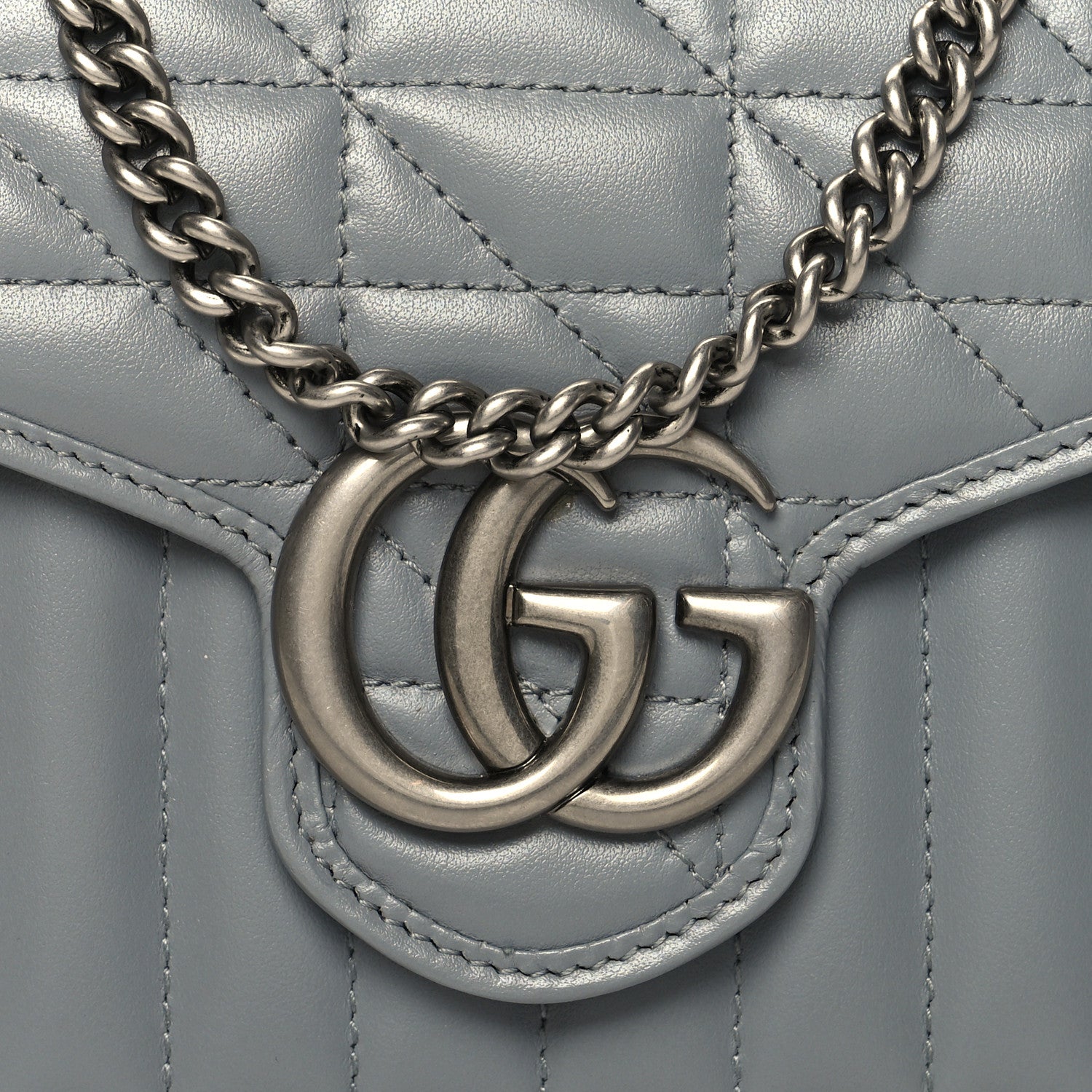 Gucci Calfskin Matelasse Aria GG Marmont Chain Wallet Deep Grey 8 of 11