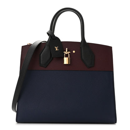 Louis Vuitton Taurillon City Steamer MM Blue Red 1 of 9