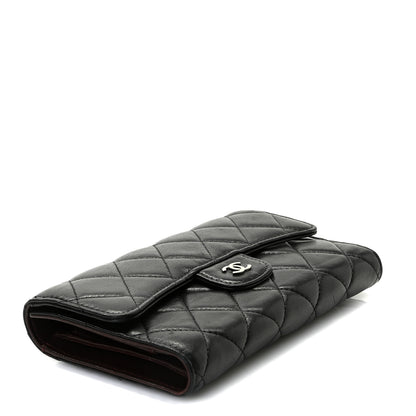Chanel Lambskin Quilted Large Gusset Flap Wallet Black 3 of 9