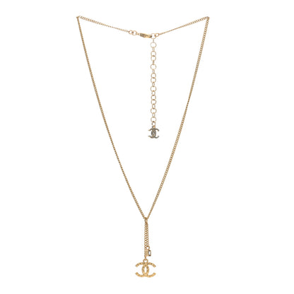 Chanel Crystal Quilted CC Chain Necklace Gold 2 of 4