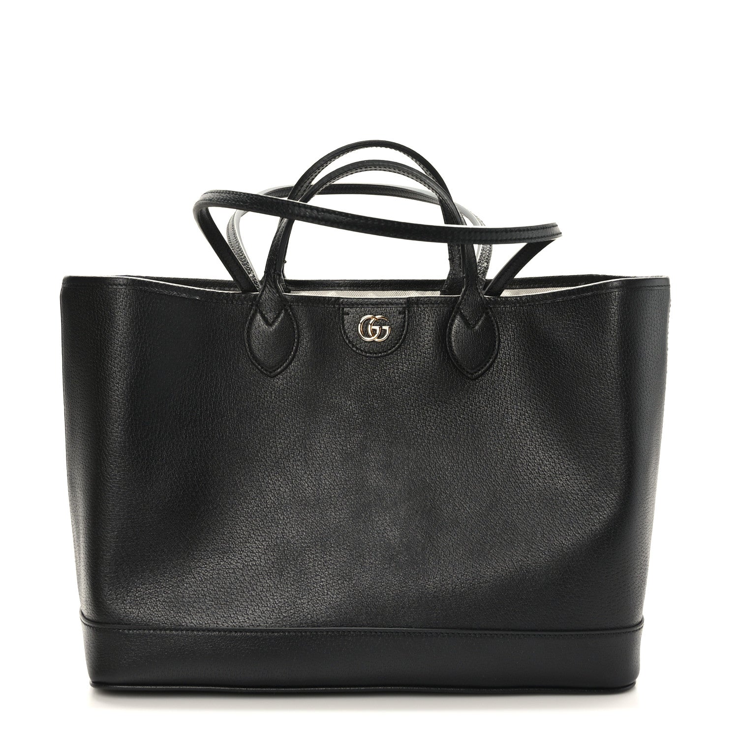 Gucci Textured Dollar Calfskin Medium Ophidia Shoulder Tote Bag Black 1 of 8